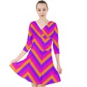 Chevron Quarter Sleeve Front Wrap Dress View1