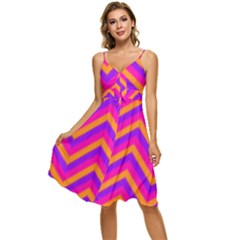 Chevron Sleeveless Tie Front Chiffon Dress by Ket1n9