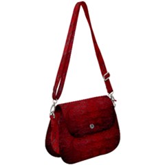 Red Grunge Texture Black Gradient Saddle Handbag by Ket1n9