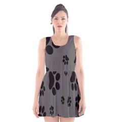 Dog Foodprint Paw Prints Seamless Background And Pattern Scoop Neck Skater Dress by Ket1n9