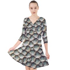 Ocean Pattern Quarter Sleeve Front Wrap Dress by Ket1n9