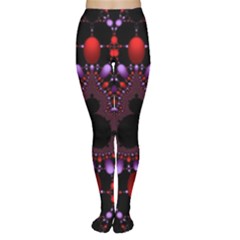 Fractal Red Violet Symmetric Spheres On Black Tights by Ket1n9