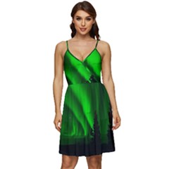 Aurora Borealis Northern Lights V-neck Pocket Summer Dress  by Ket1n9