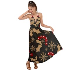 Dinosaur Colorful Funny Christmas Pattern Backless Maxi Beach Dress by Ket1n9