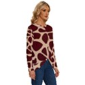 Animal Print Girraf Patterns Long Sleeve Crew Neck Pullover Top View3