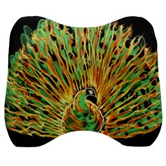 Unusual Peacock Drawn With Flame Lines Velour Head Support Cushion by Ket1n9