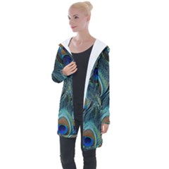 Feathers Art Peacock Sheets Patterns Longline Hooded Cardigan by Ket1n9