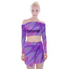 Purple Star Sun Sunshine Fractal Off Shoulder Top With Mini Skirt Set by Ket1n9