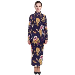 Alien Surface Pattern Turtleneck Maxi Dress by Ket1n9