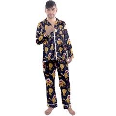 Alien Surface Pattern Men s Long Sleeve Satin Pajamas Set by Ket1n9