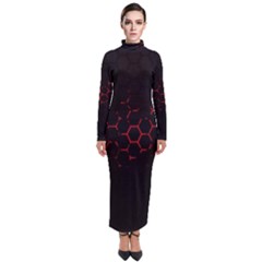 Abstract Pattern Honeycomb Turtleneck Maxi Dress by Ket1n9