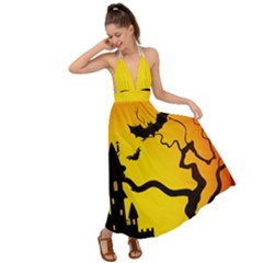 Halloween Night Terrors Backless Maxi Beach Dress by Ket1n9