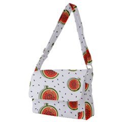 Seamless Background Pattern-with-watermelon Slices Full Print Messenger Bag (m) by Ket1n9