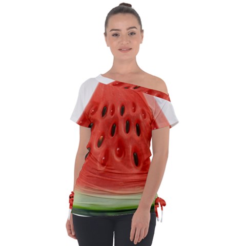 Seamless Background With Watermelon Slices Off Shoulder Tie-up T-shirt by Ket1n9