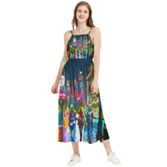 Abstract Vibrant Colour Cityscape Boho Sleeveless Summer Dress by Ket1n9