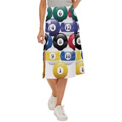 Racked Billiard Pool Balls Midi Panel Skirt by Ket1n9