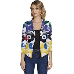 Racked Billiard Pool Balls Women s Casual 3/4 Sleeve Spring Jacket by Ket1n9