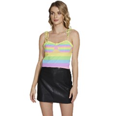 Cute Pastel Rainbow Stripes Flowy Camisole Tie Up Top by Ket1n9