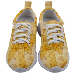 Cheese Slices Seamless Pattern Cartoon Style Kids Athletic Shoes by Ket1n9