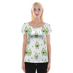 Cute Seamless Pattern With Avocado Lovers Cap Sleeve Top by Ket1n9