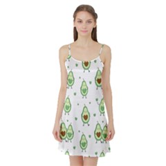 Cute Seamless Pattern With Avocado Lovers Satin Night Slip by Ket1n9