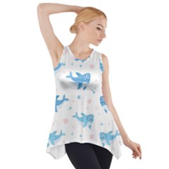 Seamless Pattern With Cute Sharks Hearts Side Drop Tank Tunic by Ket1n9