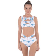 Seamless Pattern With Cute Sharks Hearts Bandaged Up Bikini Set 