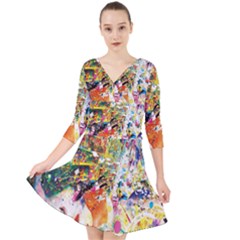 Multicolor Anime Colors Colorful Quarter Sleeve Front Wrap Dress by Ket1n9