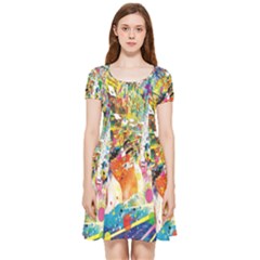 Multicolor Anime Colors Colorful Inside Out Cap Sleeve Dress by Ket1n9