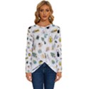 Insect Animal Pattern Long Sleeve Crew Neck Pullover Top View1