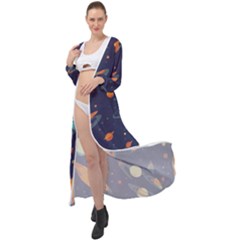 Space Galaxy Planet Universe Stars Night Fantasy Maxi Chiffon Beach Wrap by Ket1n9