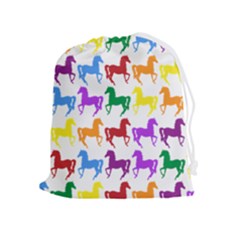 Colorful Horse Background Wallpaper Drawstring Pouch (xl) by Hannah976