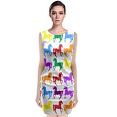 Colorful Horse Background Wallpaper Sleeveless Velvet Midi Dress by Hannah976