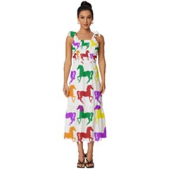 Colorful Horse Background Wallpaper Tie-strap Tiered Midi Chiffon Dress by Hannah976