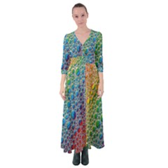 Bubbles Rainbow Colourful Colors Button Up Maxi Dress by Hannah976