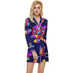 Space Patterns Long Sleeve Satin Robe by Hannah976