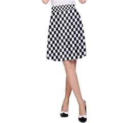 Black And White Checkerboard Background Board Checker A-line Skirt by Hannah976