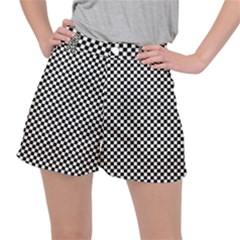 Black And White Checkerboard Background Board Checker Women s Ripstop Shorts by Hannah976