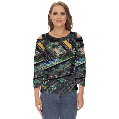 Computer Ram Tech - Cut Out Wide Sleeve Top by Hannah976