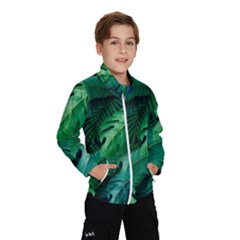 Tropical Green Leaves Background Kids  Windbreaker by Hannah976