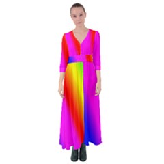 Multi Color Rainbow Background Button Up Maxi Dress by Hannah976