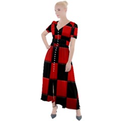 Black And Red Backgrounds- Button Up Short Sleeve Maxi Dress by Hannah976