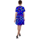 Blue Bee Hive Pattern Short Sleeve Shoulder Cut Out Dress  View2