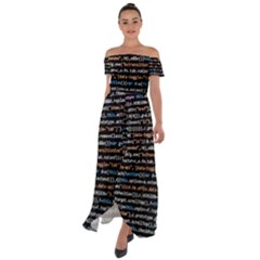Close Up Code Coding Computer Off Shoulder Open Front Chiffon Dress by Hannah976