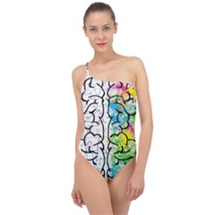 Brain Mind Psychology Idea Drawing Classic One Shoulder Swimsuit by Ndabl3x