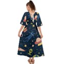 Seamless Pattern With Funny Alien Cat Galaxy Kimono Sleeve Boho Dress View2