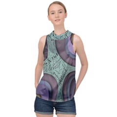 Converge Diverge Mingle Mix Divide High Neck Satin Top by Paksenen