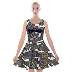 Footprints Path Mystery Unknown Velvet Skater Dress by Paksenen