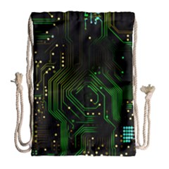 Circuits Circuit Board Green Technology Drawstring Bag (large) by Ndabl3x