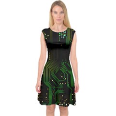 Circuits Circuit Board Green Technology Capsleeve Midi Dress by Ndabl3x